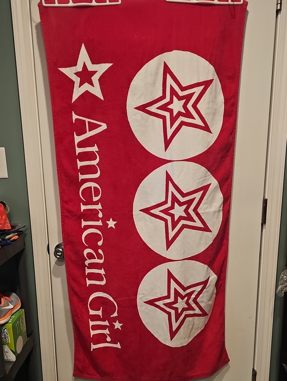 American Girl Red and White Star Graphic Beach Towel